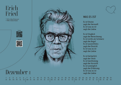 Aktions-Preis: 2 für 1 !!! – Lyrik13-Wandkalender 2026