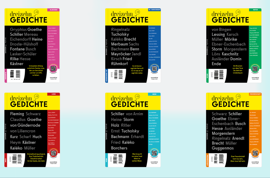 dreizehn +13 Gedichte Komplettsatz (6 Magazine zum Preis von  5)